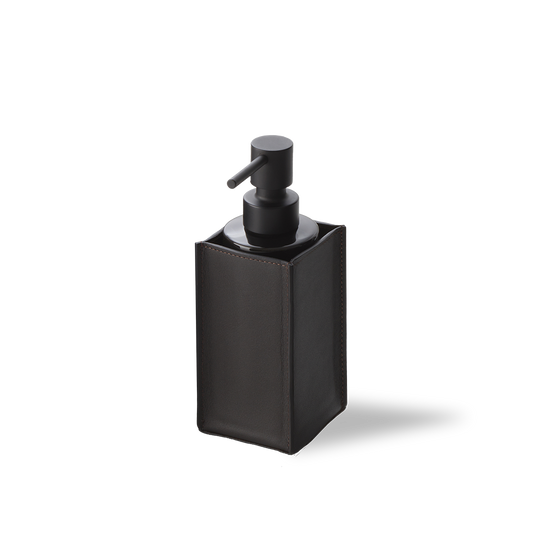 DW NAPPA SSP Soap dispenser - Genuine Leather Black-brown Glass bottle Black / Pump Black Matte