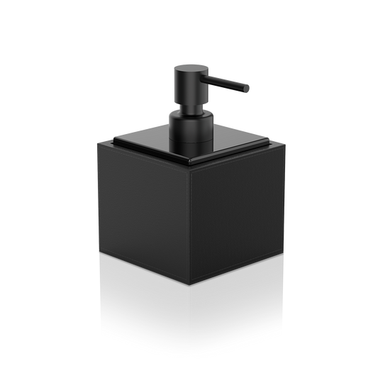 DW BROWNIE SSP Soap dispenser - Vegan Leather Black with Porcelain Black and Pump - Black