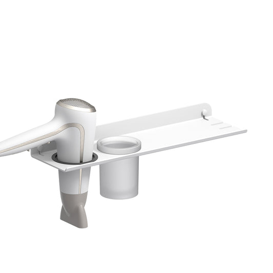 SONIA -QUICK SHELF 18"4 GLASS & HAIR DRYER WHITE