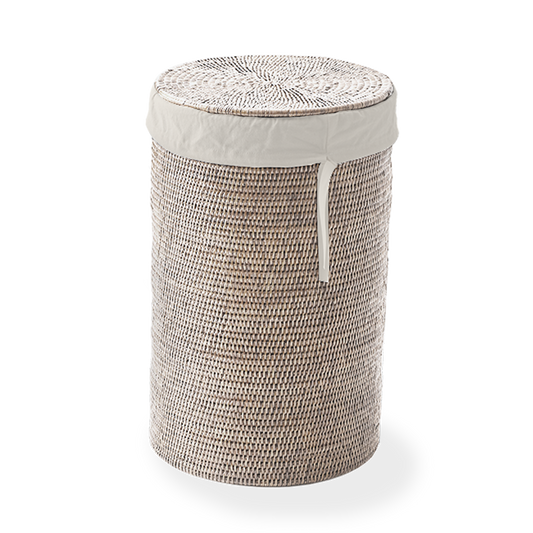 DW BASKET WB SMALL Laundry basket round with cloth bag - Rattan light