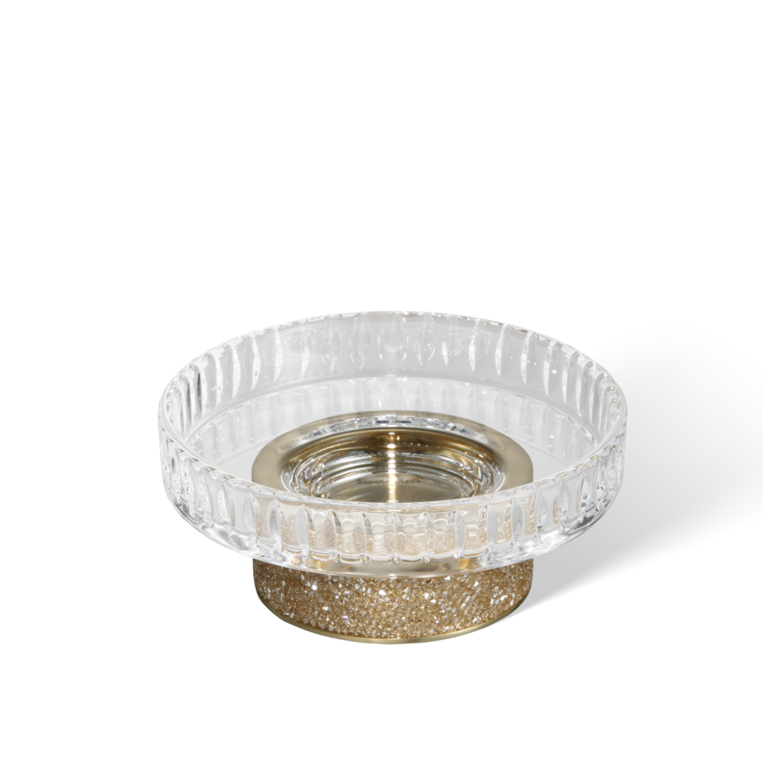 DW ROCKS STS Soap dish - Gold Matte 24 Carat with soap dish made of KRISTALL - edged