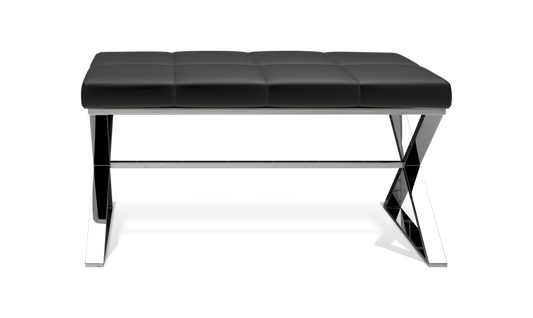 DW BENCH Bench - Polished Stainless Steel / Eco-Leather cushion Black