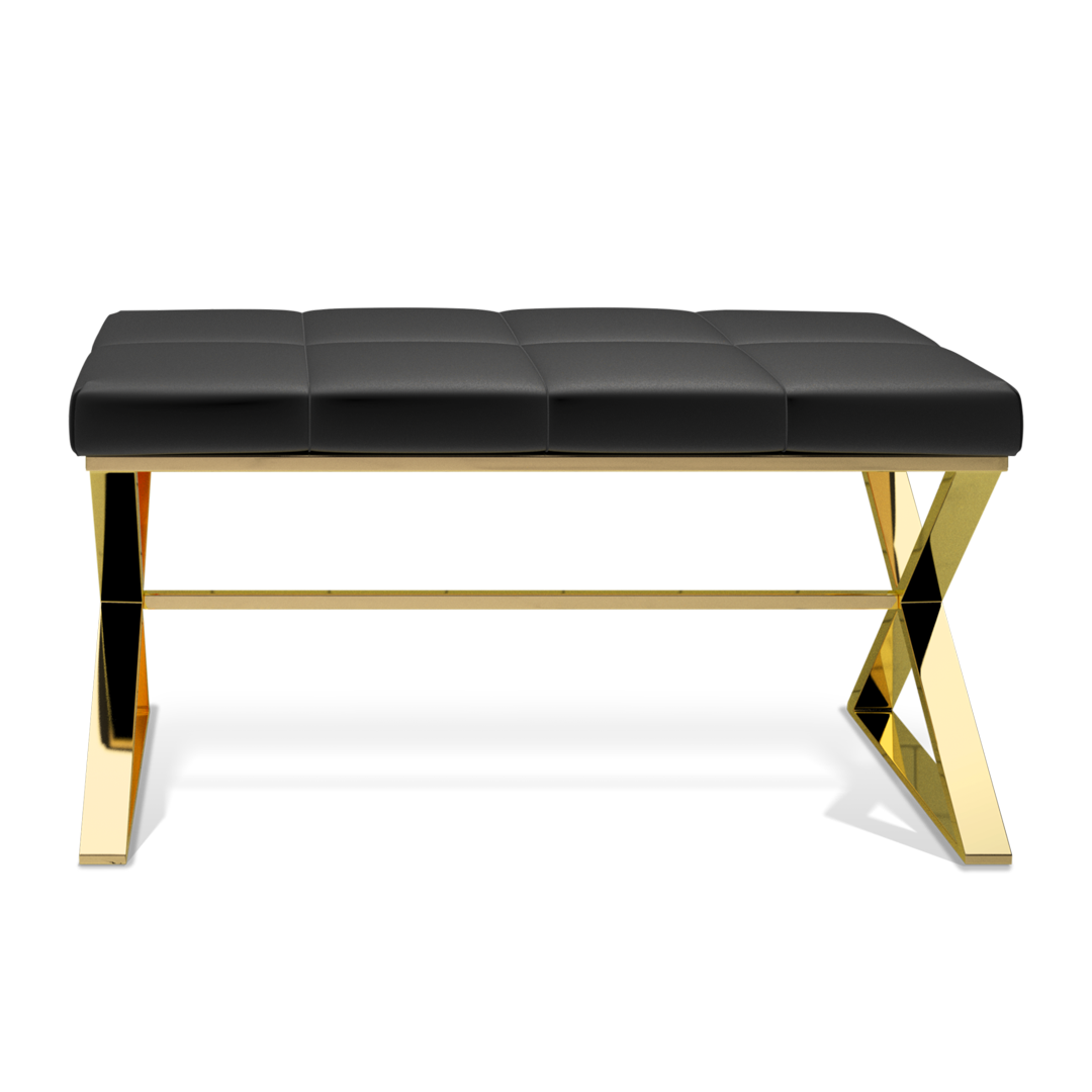 DW BENCH Bench - Gold PVD / Eco-Leather cushion Black