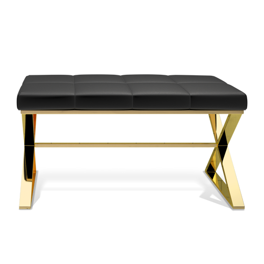 DW BENCH Bench - Gold PVD / Eco-Leather cushion Black