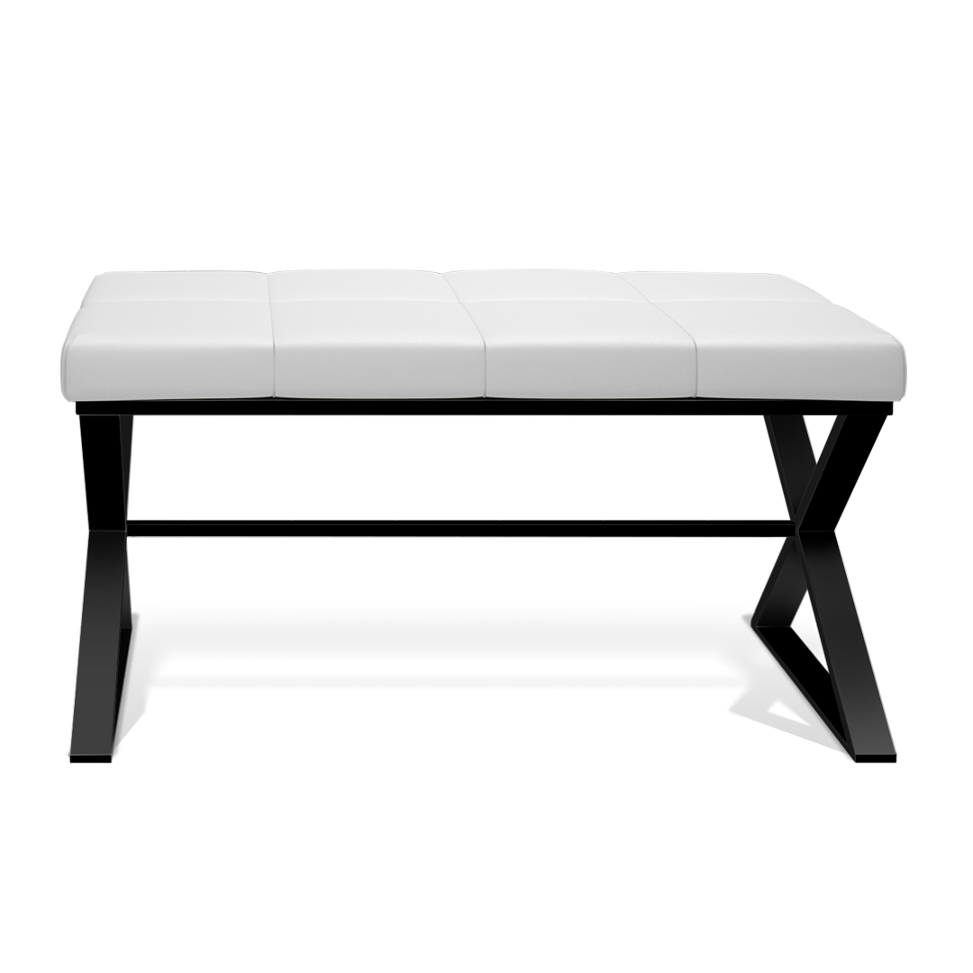 DW BENCH Bench - Black Matte Powder coated / Eco-Leather cushion White