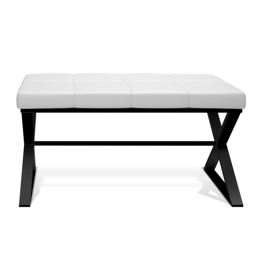 DW BENCH Bench - Black Matte Powder coated / Eco-Leather cushion White