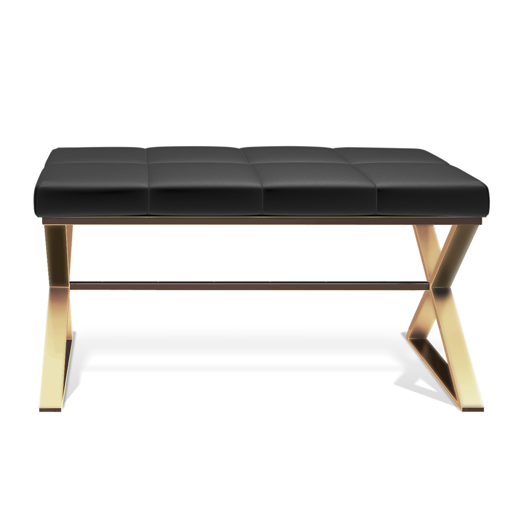 DW BENCH Bench - Gold Matte PVD / Eco-Leather cushion Black