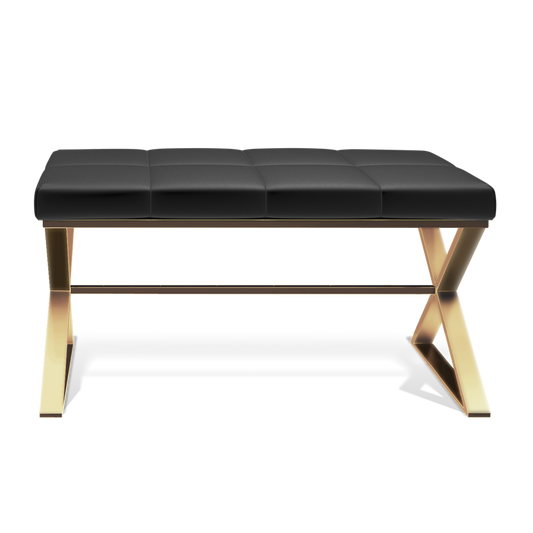 DW BENCH Bench - Gold Matte PVD / Eco-Leather cushion Black