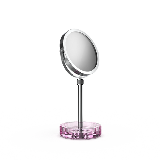 DW KR KSA KRISTALL Cosmetic mirror with Shelf Pink / Chrome