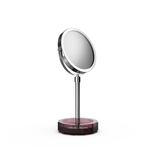DW KR KSA  KRISTALL Cosmetic mirror with Shelf - Burgundy / Chrome