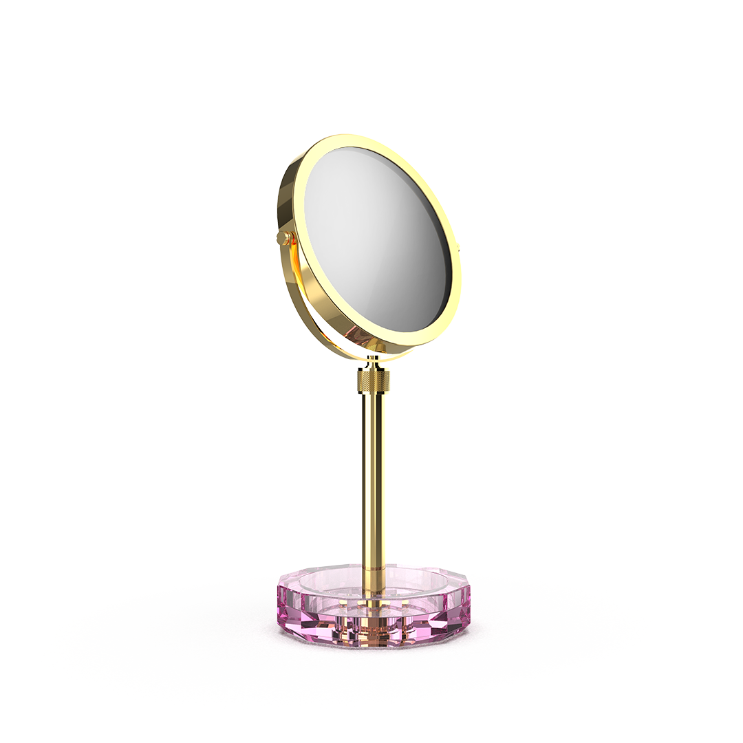 DW KR KSA KRISTALL Cosmetic mirror with Shelf Pink / Gold 24 Carat