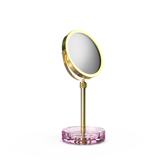 DW KR KSA KRISTALL Cosmetic mirror with Shelf Pink / Gold 24 Carat