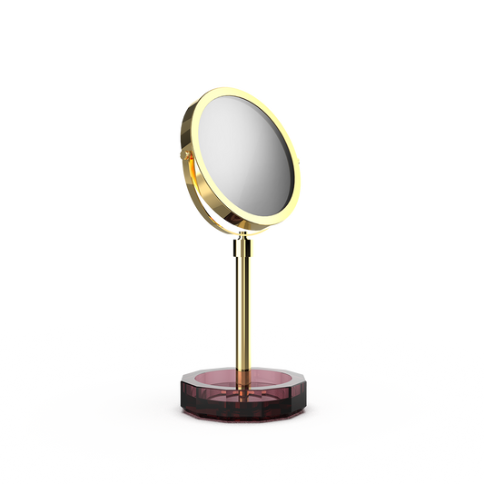DW KR KSA  KRISTALL Cosmetic mirror with Shelf - Burgundy / Gold 24 Carat
