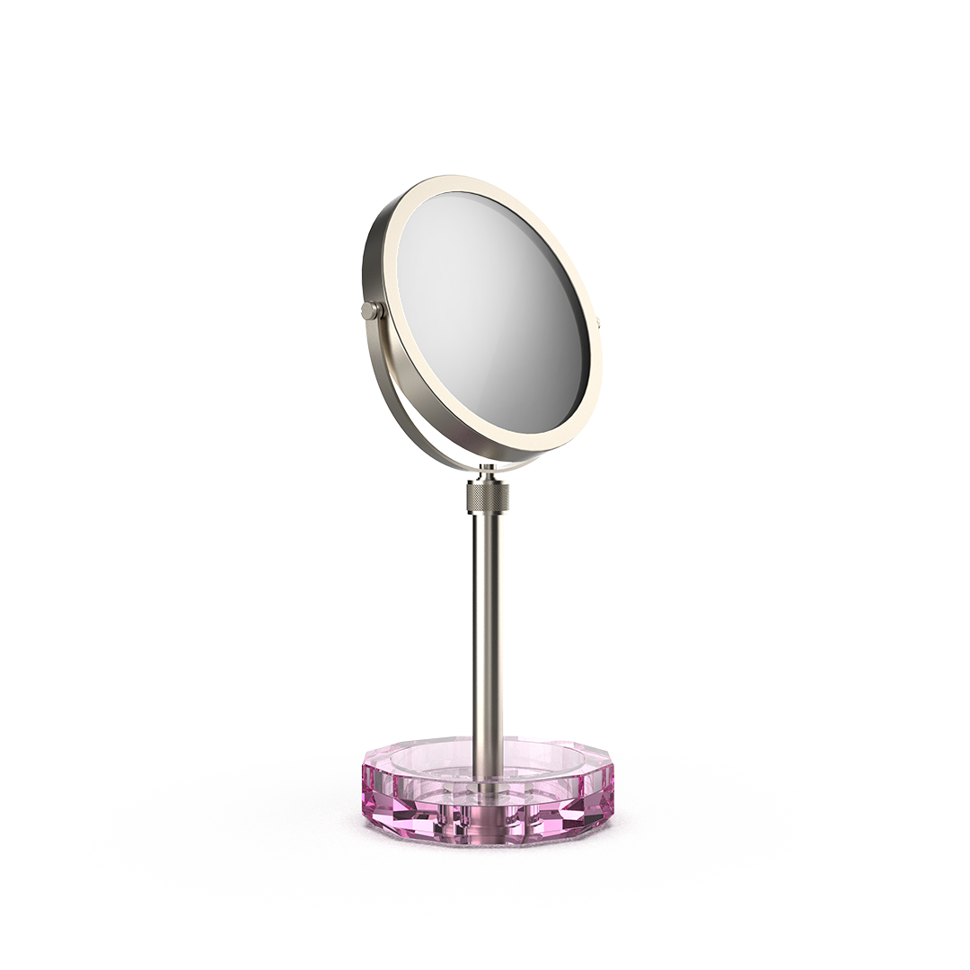 DW KR KSA KRISTALL Cosmetic mirror with Shelf Pink / Nickel Satin