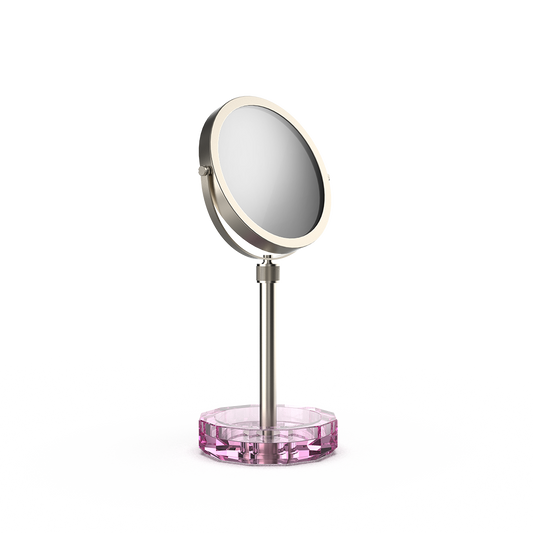 DW KR KSA KRISTALL Cosmetic mirror with Shelf Pink / Nickel Satin