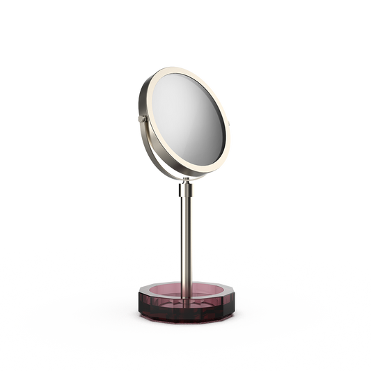 DW KR KSA  KRISTALL Cosmetic mirror with Shelf - Burgundy / Nickel Satin