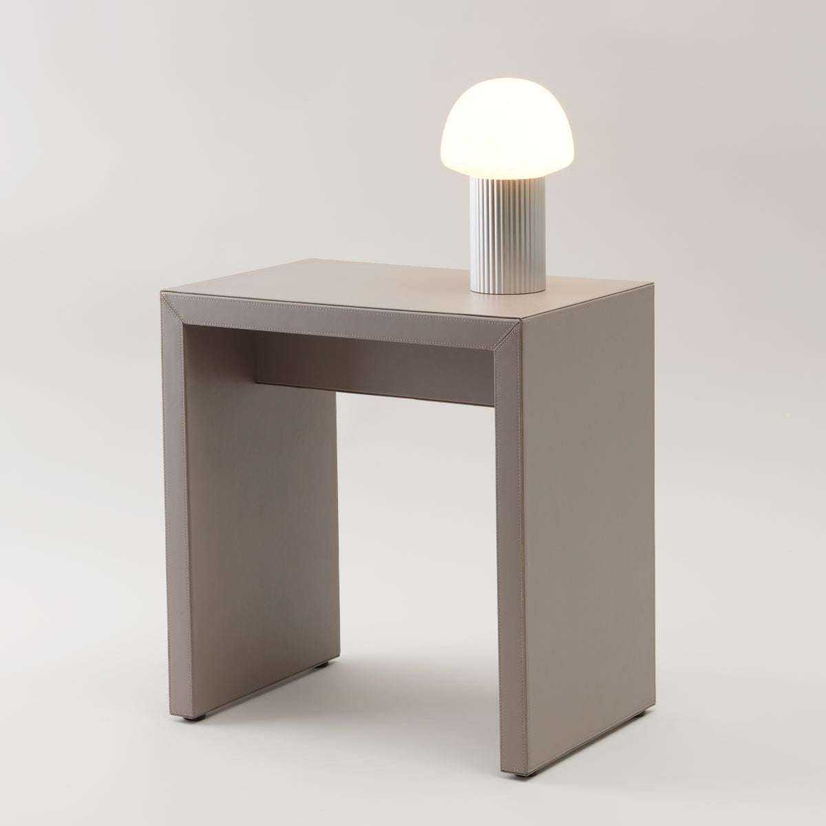 DW BROWNIE SIDE Table and Stool - Taupe Vegan Leather