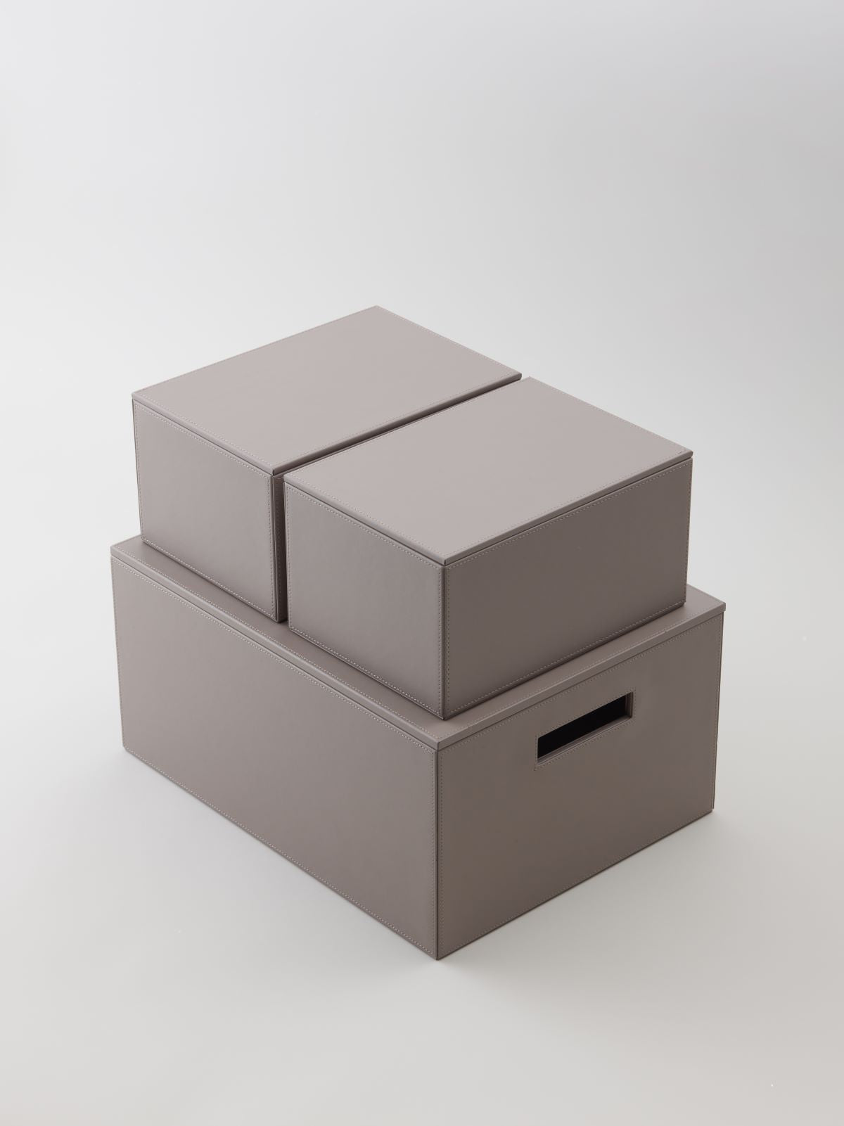 DW BROWNIE 3BOX Set of 3 Storage Boxes Vegan Leather - Taupe