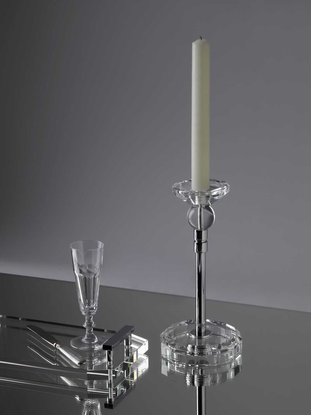 DW  KR HIGHLIGHT KRISTALL Candle Holder - English Green/Chrome
