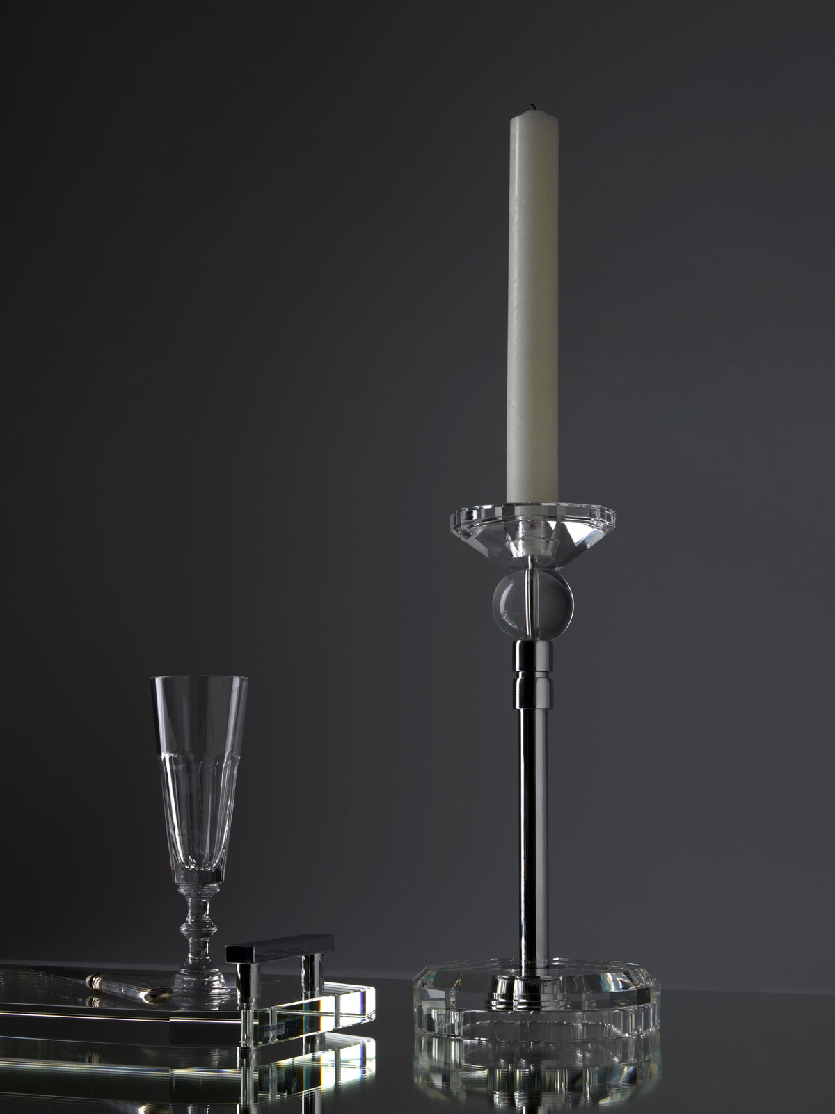 DW  KR HIGHLIGHT KRISTALL Candle Holder - English Green/Chrome