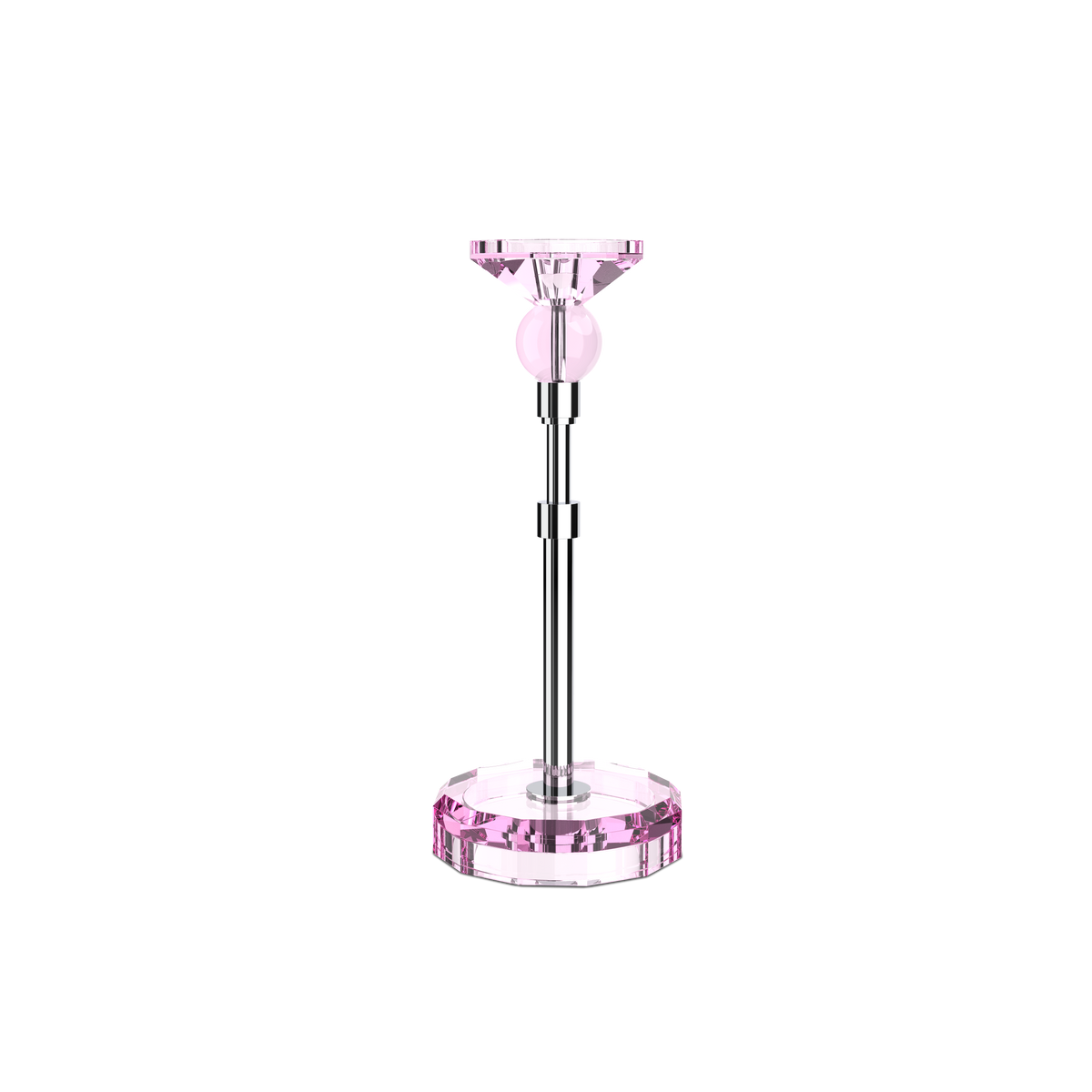 DW  KR HIGHLIGHT KRISTALL Candle Holder - Pink/Chrome