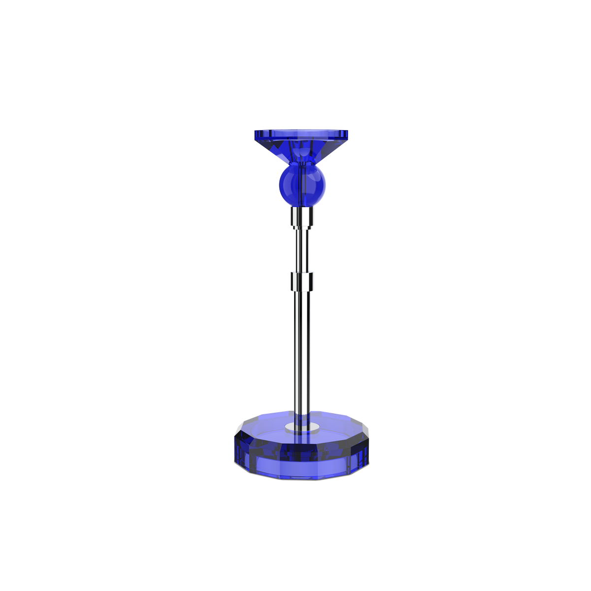 DW  KR HIGHLIGHT KRISTALL Candle Holder - Capri Blue/Chrome