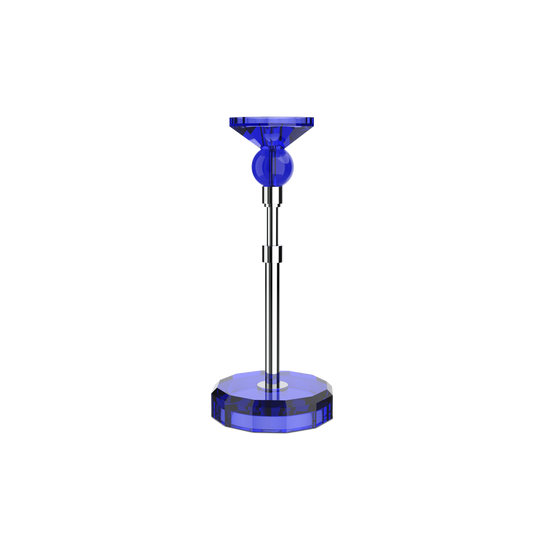DW  KR HIGHLIGHT KRISTALL Candle Holder - Capri Blue/Chrome