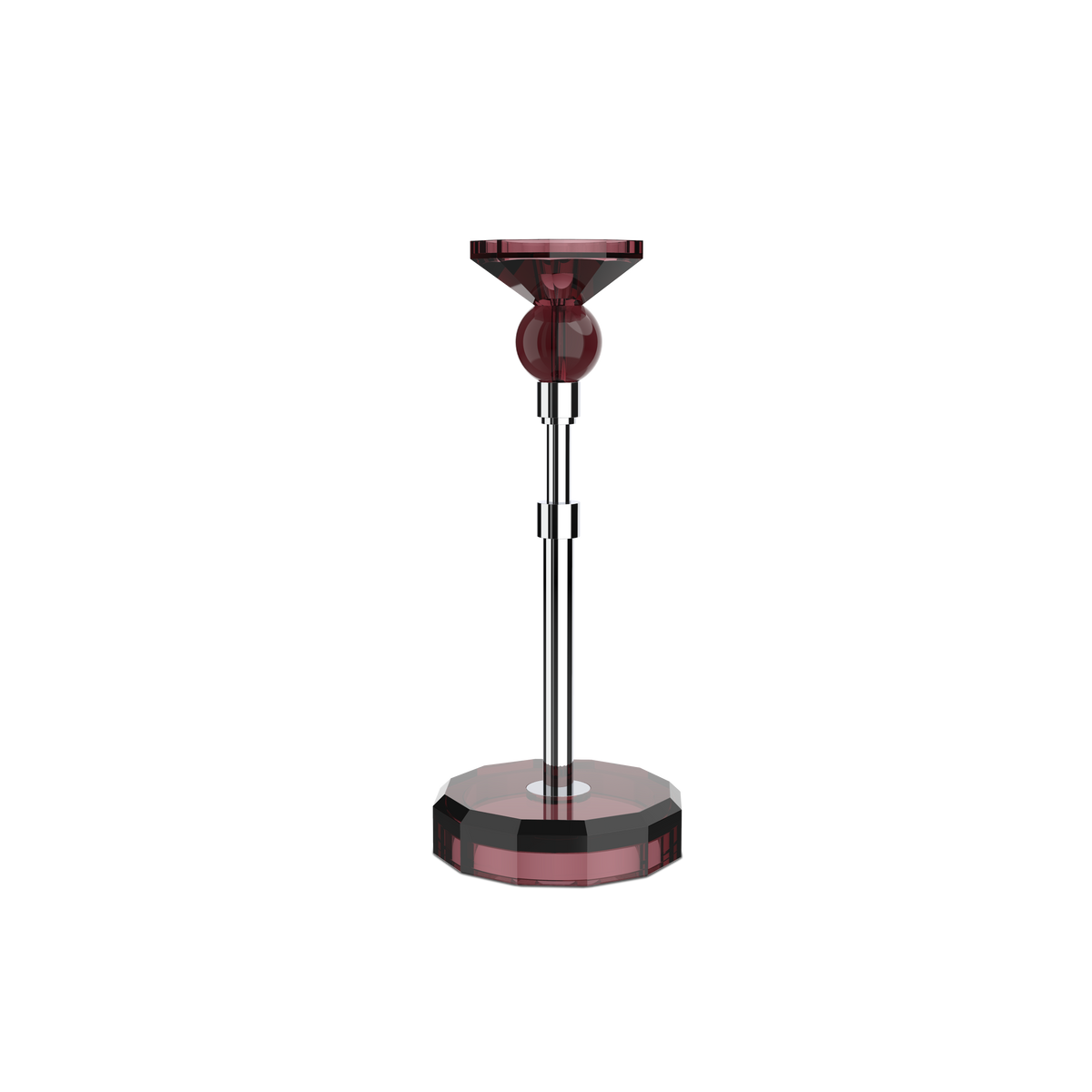 DW  KR HIGHLIGHT KRISTALL Candle Holder - Rich Burgundy/Chrome