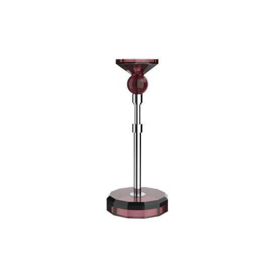 DW  KR HIGHLIGHT KRISTALL Candle Holder - Rich Burgundy/Chrome