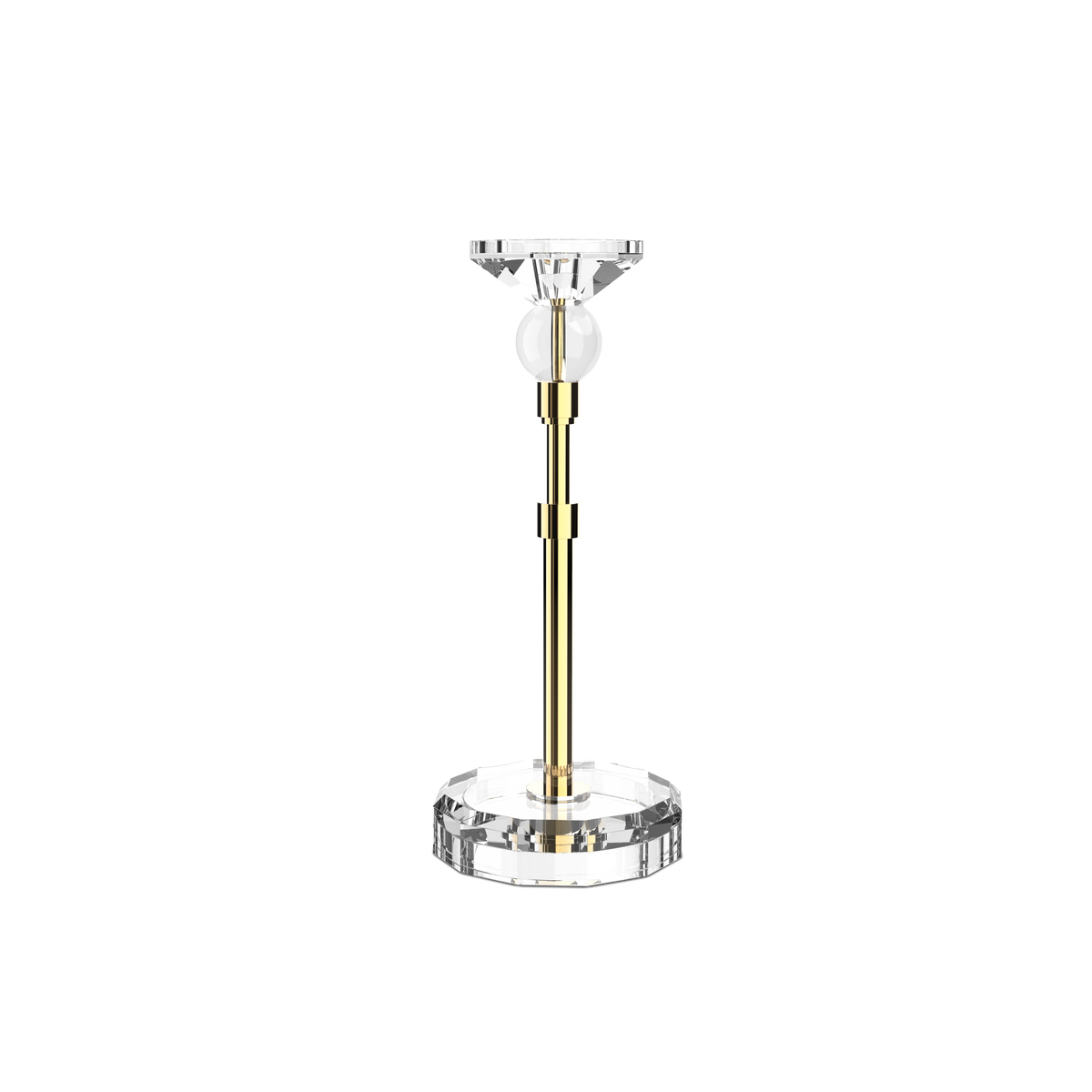 DW  KR HIGHLIGHT KRISTALL Candle Holder - Crystal Clear/Gold 24 Carat