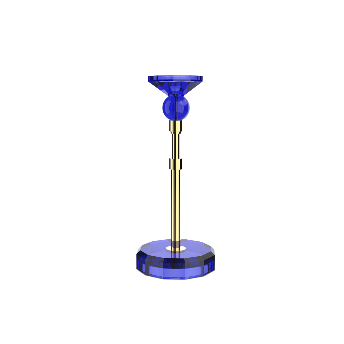 DW  KR HIGHLIGHT KRISTALL Candle Holder - Capri Blue/Gold 24 Carat
