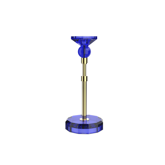 DW  KR HIGHLIGHT KRISTALL Candle Holder - Capri Blue/Gold 24 Carat