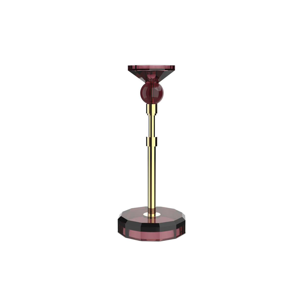 DW  KR HIGHLIGHT KRISTALL Candle Holder - Rich Burgundy/Gold 24 Carat