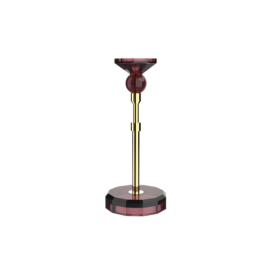 DW  KR HIGHLIGHT KRISTALL Candle Holder - Rich Burgundy/Gold 24 Carat