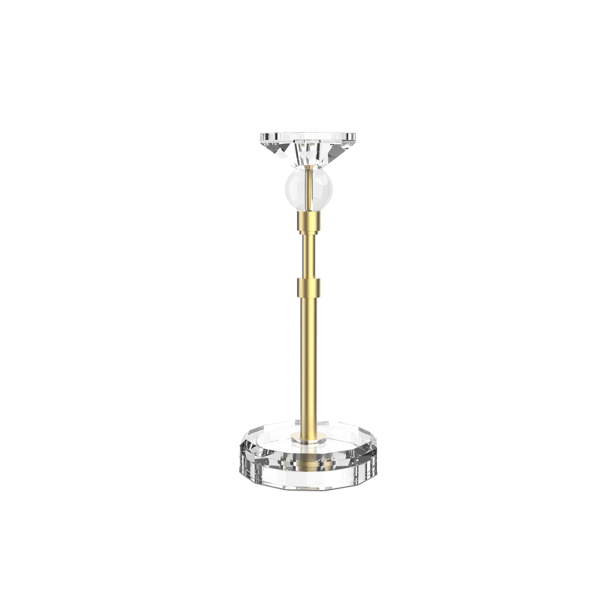 DW  KR HIGHLIGHT KRISTALL Candle Holder - Crystal Clear/Gold Matte 24 Carat