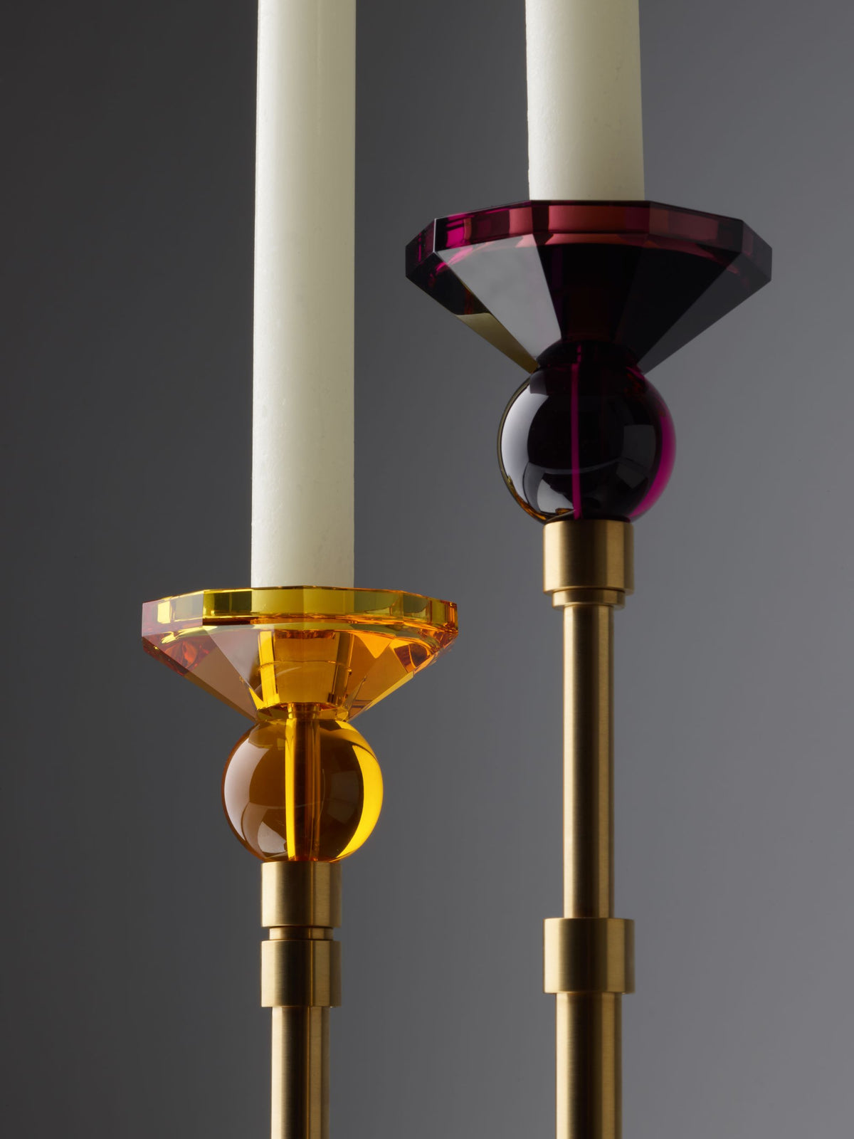 DW  KR HIGHLIGHT KRISTALL Candle Holder - Amber/Gold Matte 24 Carat