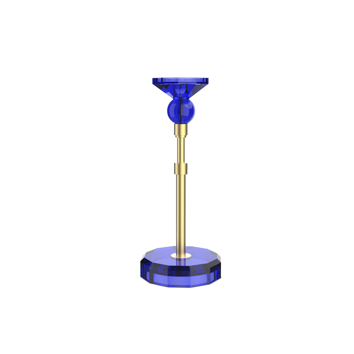 DW  KR HIGHLIGHT KRISTALL Candle Holder - Capri Blue/Gold Matte 24 Carat
