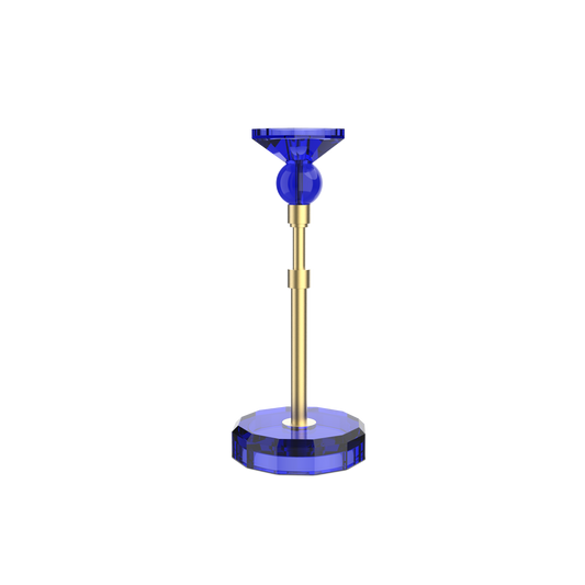 DW  KR HIGHLIGHT KRISTALL Candle Holder - Capri Blue/Gold Matte 24 Carat