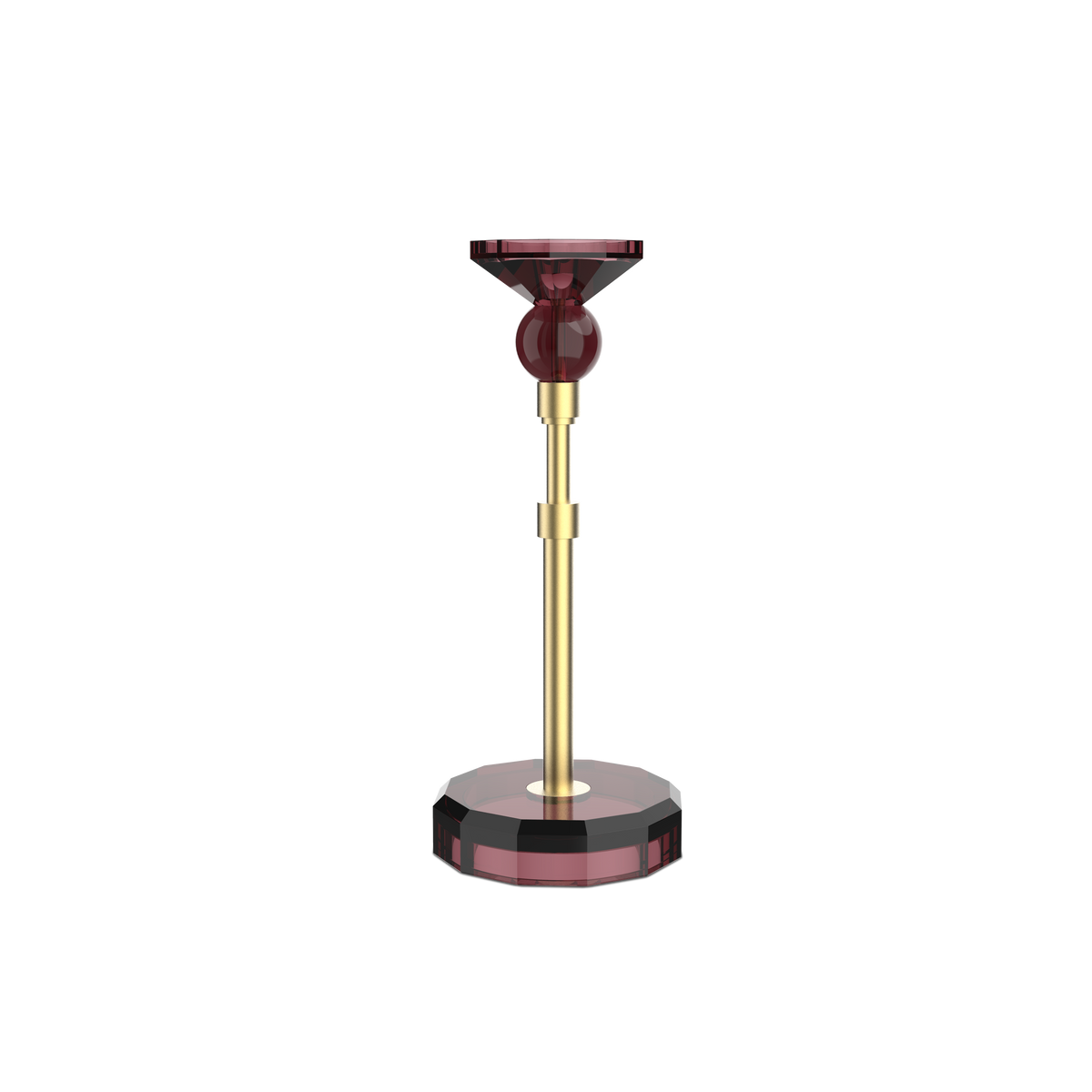 DW  KR HIGHLIGHT KRISTALL Candle Holder - Rich Burgundy/Gold Matte 24 Carat