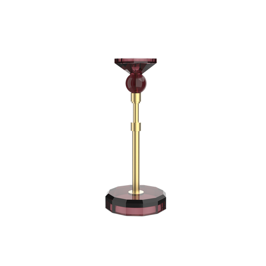 DW  KR HIGHLIGHT KRISTALL Candle Holder - Rich Burgundy/Gold Matte 24 Carat