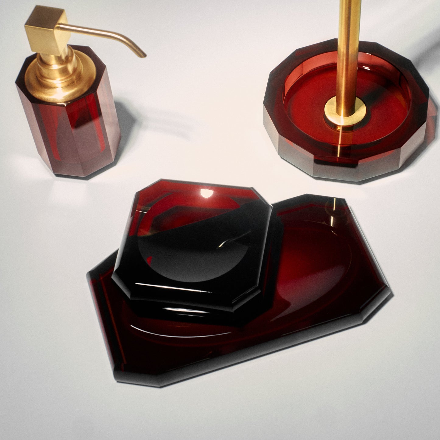 DW KR SSP 2 KRISTALL Soap dispenser - Burgundy / Gold Matte 24 Carat