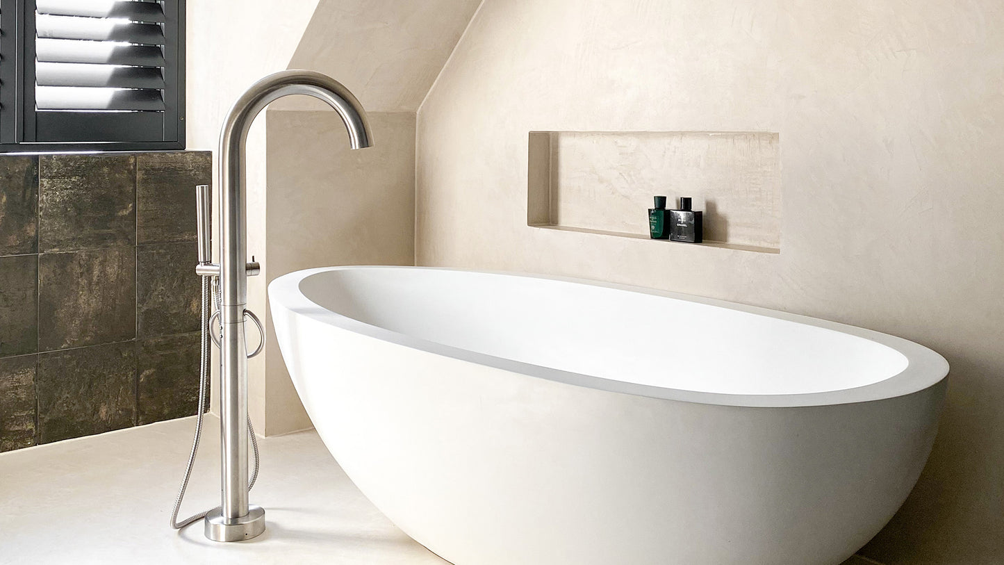 JEE-O Original Bath Faucet Freestanding with Hand Shower - Stainless Steel Brushed