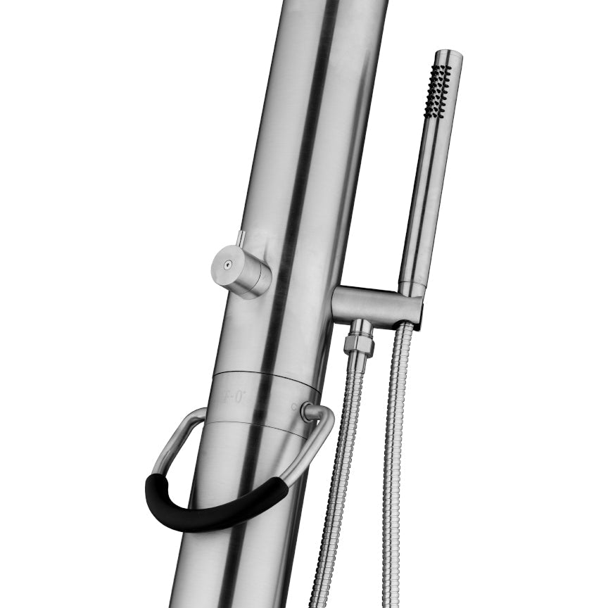 JEE-O Fatline Shower 02 Freestanding Shower Faucet with Hand Shower - Stainless Steel Brushed