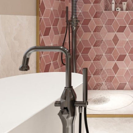 JEE-O Bloom Bath Faucet Freestanding Stainless Steel with Hand Shower - Gun Metal