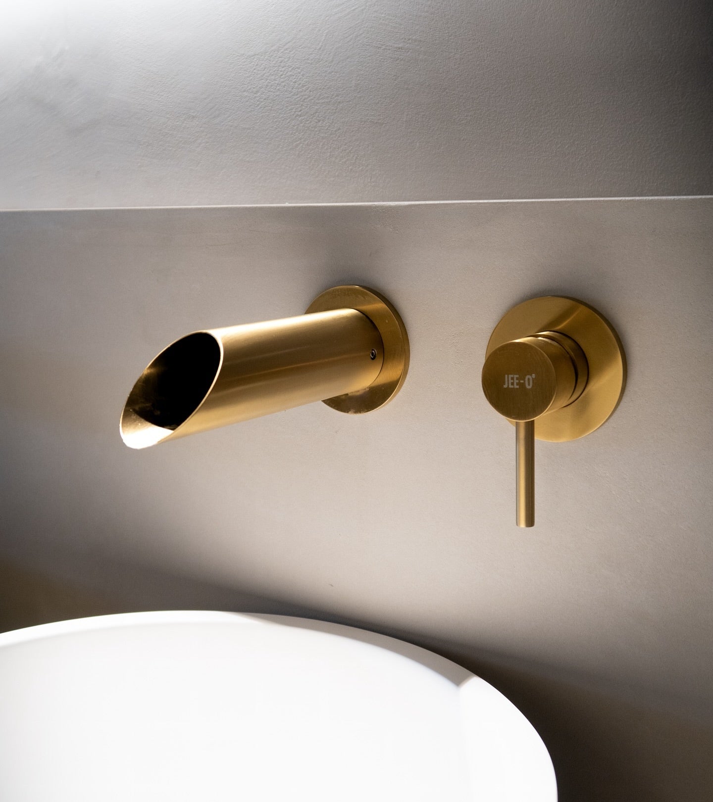 JEE-O Pure Basin Faucet Wall Mounted with Spout Stainless Steel with concealed body - Matte Gold