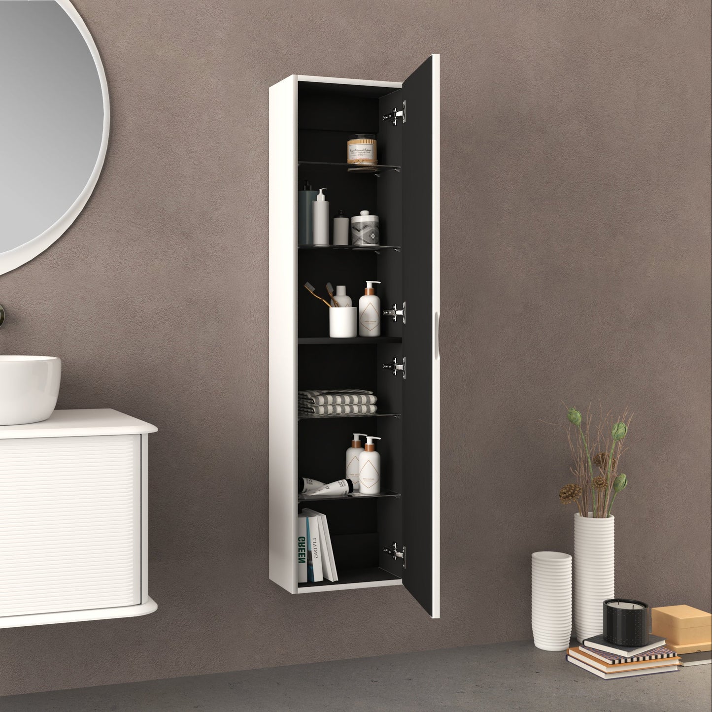 BH Libera Cupboard 1 door 55" Tall (Interior finish black)
