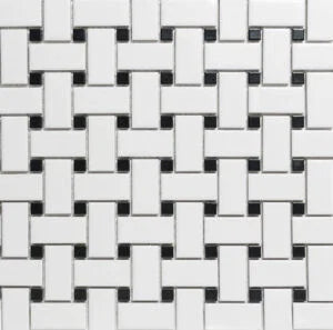 TMF Paris Basketweave 23x48 & 10x10 White and Black Matte