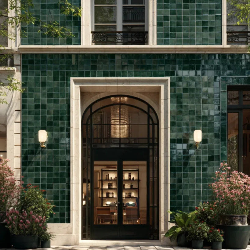 TMF Kasba Square Glazed Porcelain - Forrest Green Gloss
