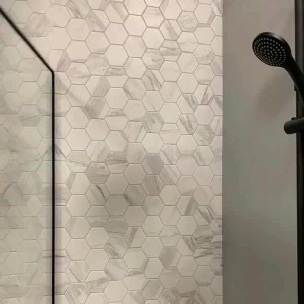 TMF Barcelona Hexagon Marble effect - Carrara White