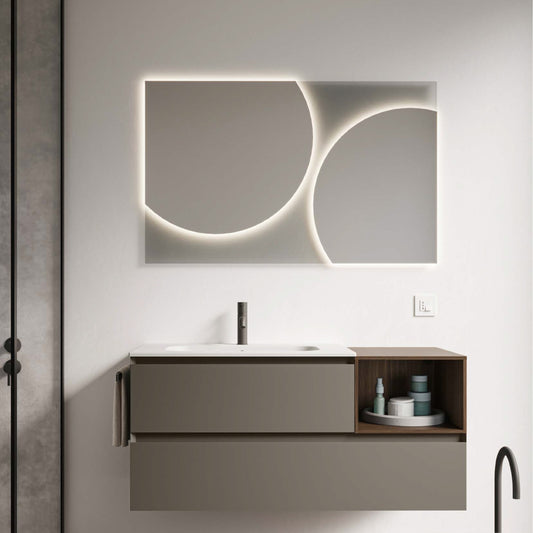 Berloni Circle Mirror LED smoked glass with circular section 3000K
